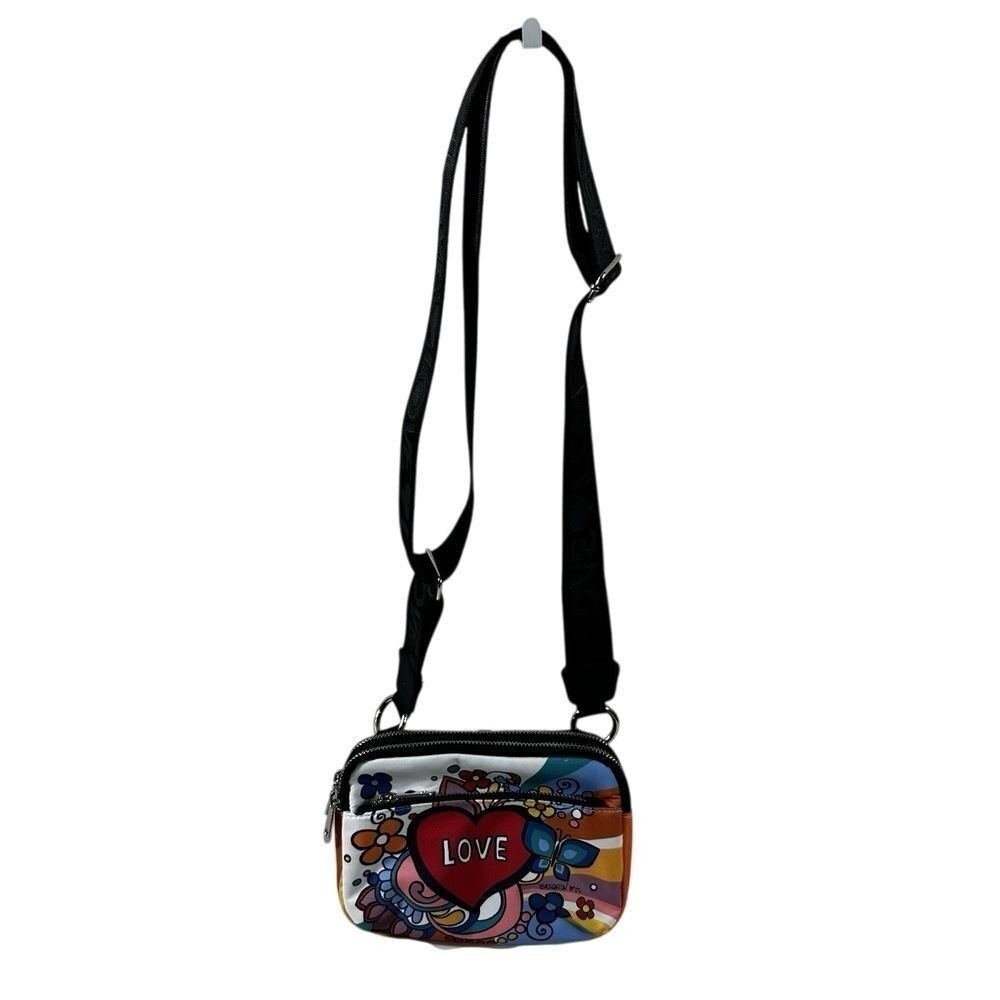 Brighton Tom Clancy Love Crossbody Bag Heart Pop Art Nylon Camera Bag NWOT